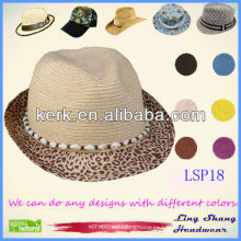 LSP18 Ningbo Lingshang Venta caliente Popular Shell Decoración 100% de paja de papel sombreros estilo cubo